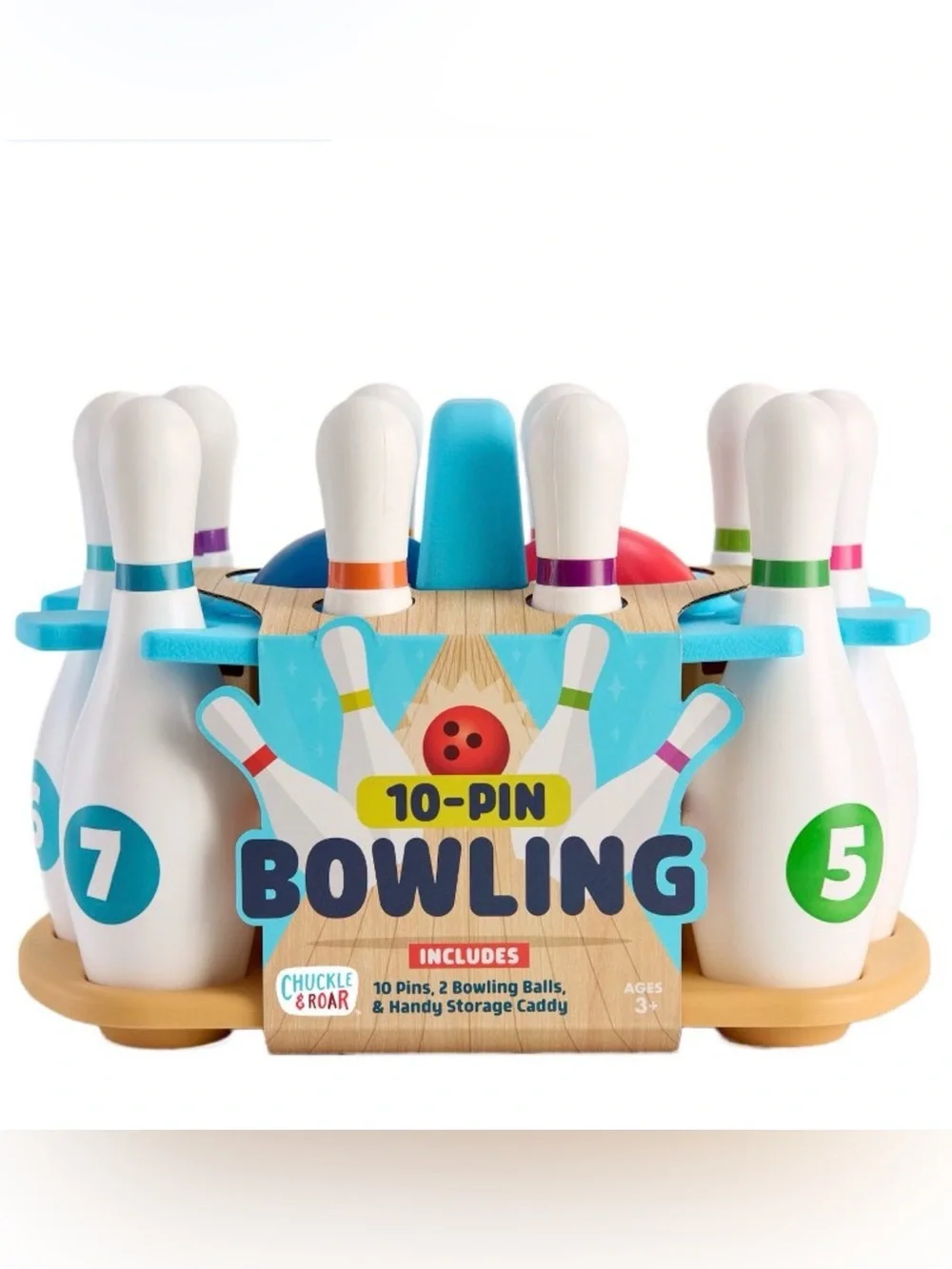 NWOT Chuckle & Roar Kids Bowling Set 10-Pin Bowling Game with Storage Caddy